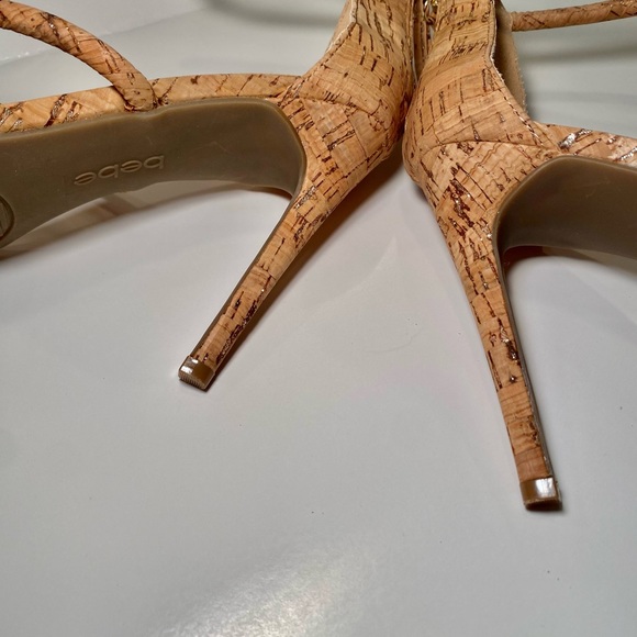 Bebe Cork Ankle Strap Dressy Heels 8.5 - Picture 4 of 14